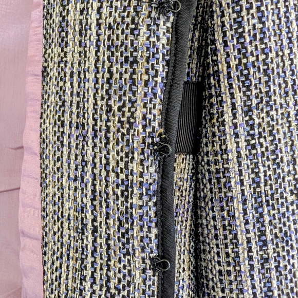 VTG 90s Silk Women Black and Indigo Blue Textured Blazer Luxury Academia Career - Picture 10 of 12